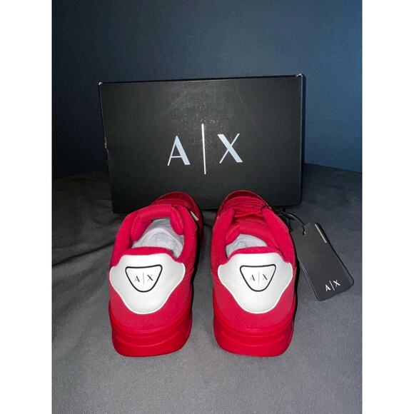 NWT ARMANI EXCHANGE RED SUEDE TRAINERS WITH CONTRASTING DETAIL XUX148 XV804